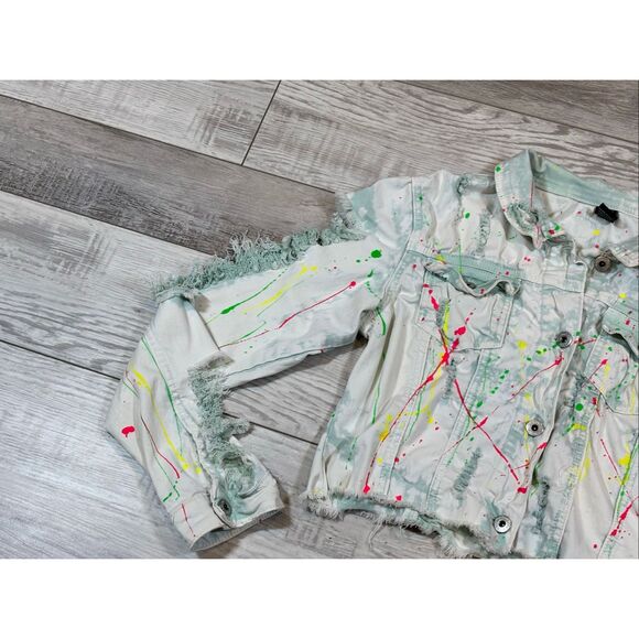 Red Fox Denim Destress Tie Dye Womens Jacket Size S Unique - Picture 4 of 11